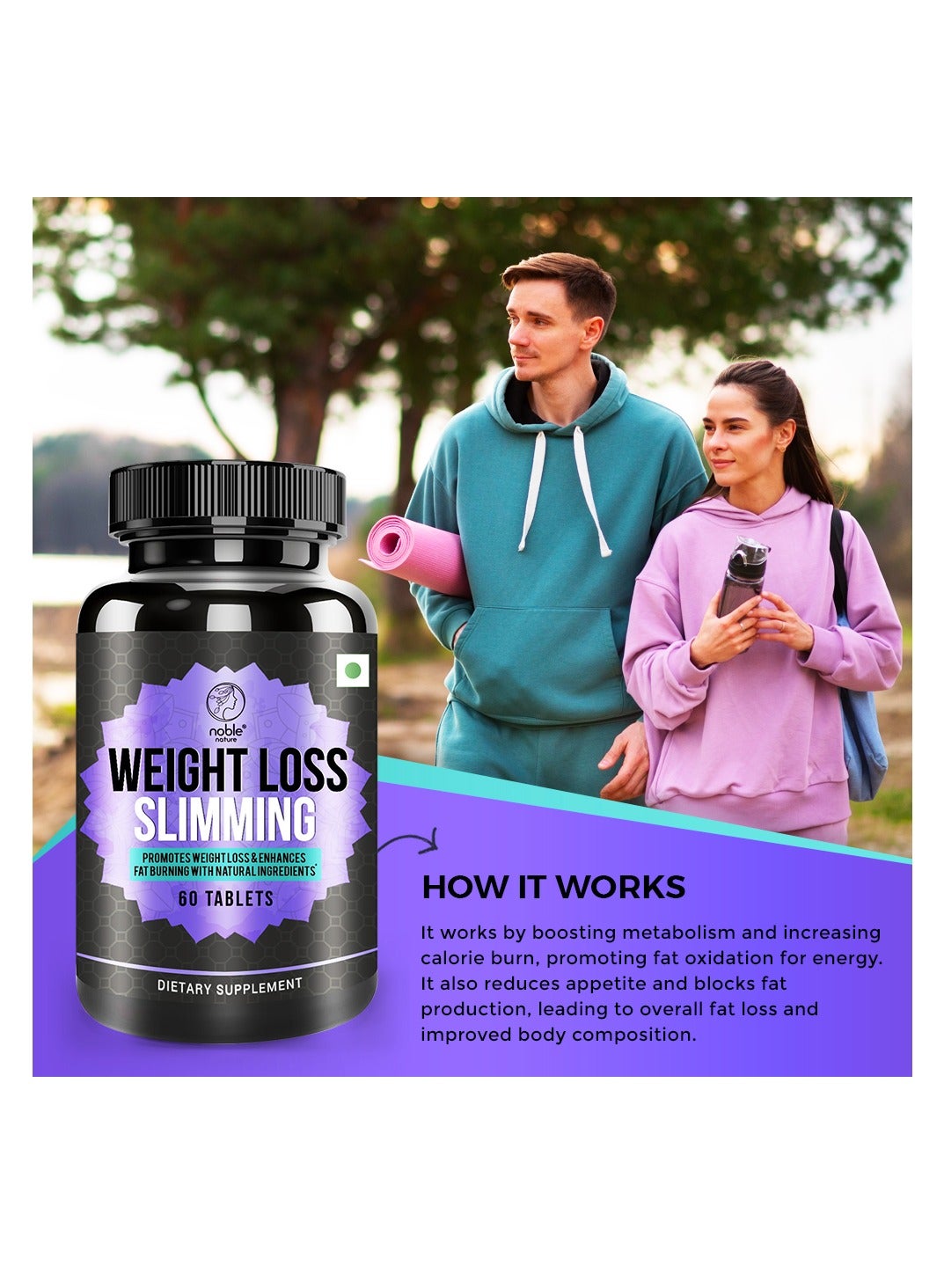 Noble Nature Weight Loss Slimming - 60 Tablets - Promotes Weight Loss and Enhanc