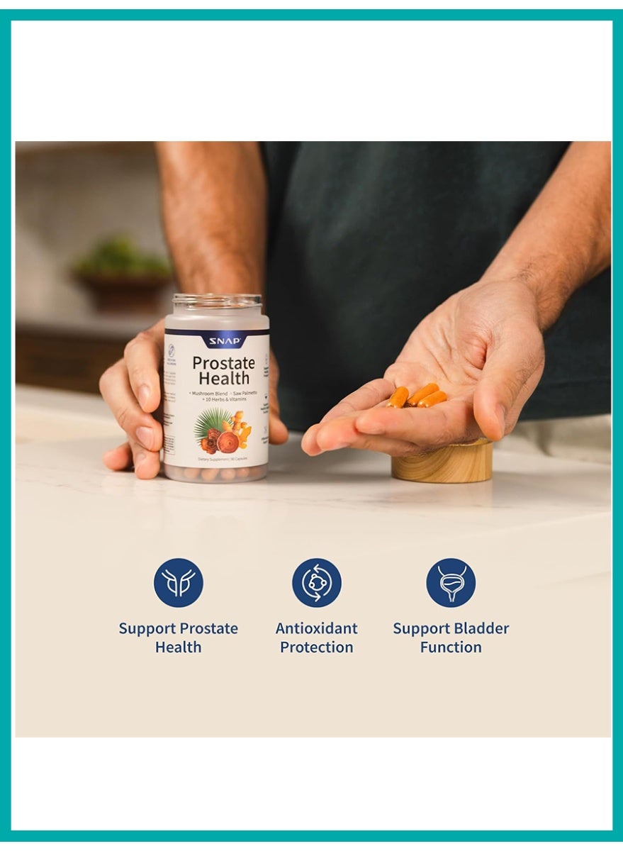 Prostate Health Support Supplement for Men – With Mushroom Blend, Saw Palmetto, 