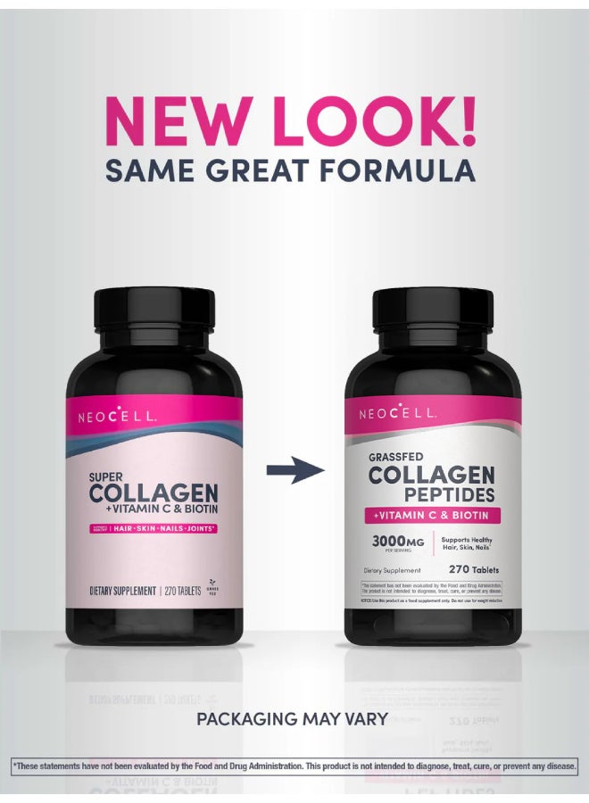 Grassfed Collagen Peptides + Vitamin C + Biotin | 6g Collagen Type 1 & 3 | 5,000