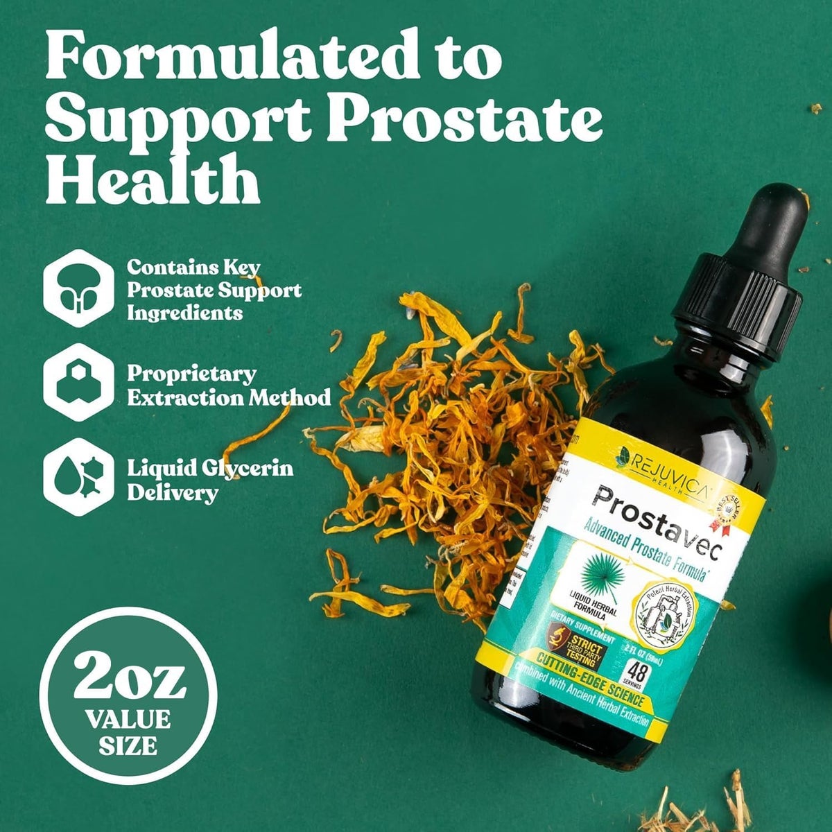 Prostavec Advanced Prostate Support Supplement Liquid Formula for Faster Absorption with Pygeum Saw Palmetto Stinging Nettle Turmeric Damiana Vegan NonGMO 2 fl oz - Image 2