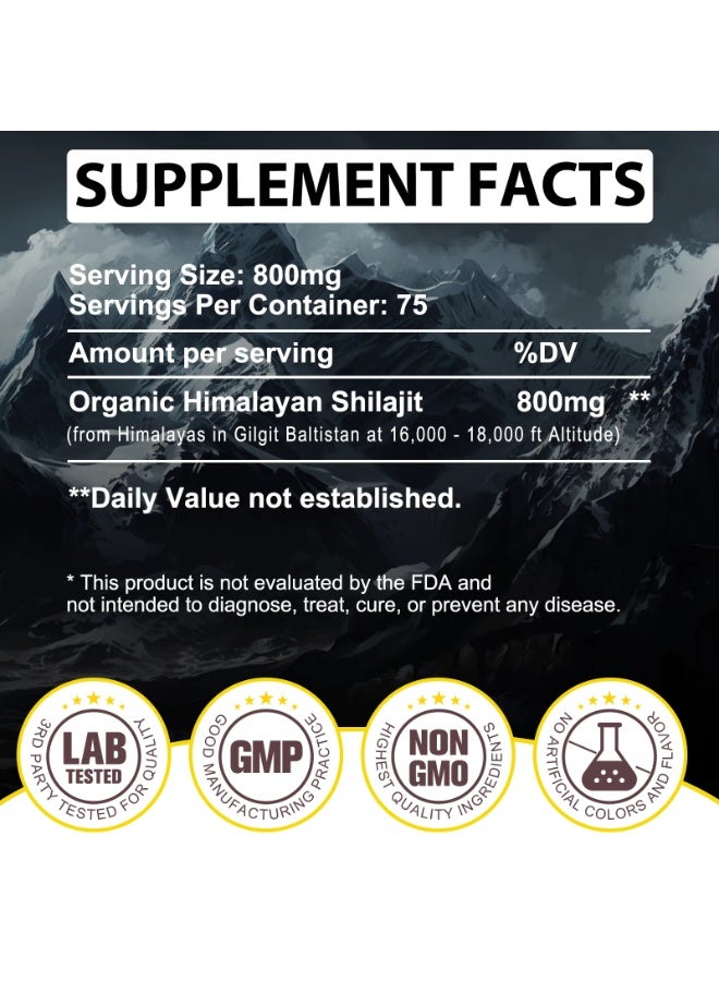 Combo Pack of Himalayan Shilajit Resin 60G 800Mg and 60Pcs Shilajit Gummies for 