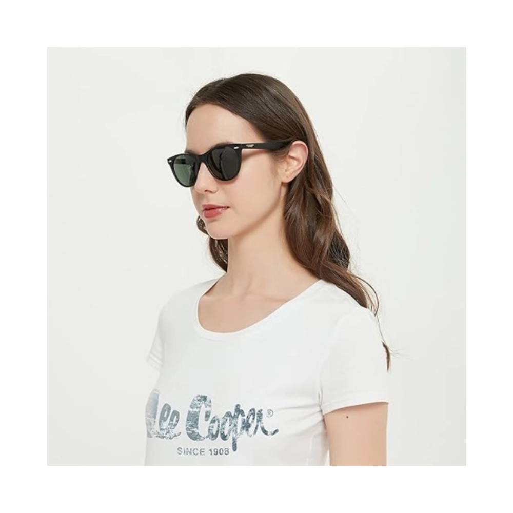 Lee Cooper Polarized Sunglasses BLACK Frame GREEN Mirror Lens 52mm - LC1002C03