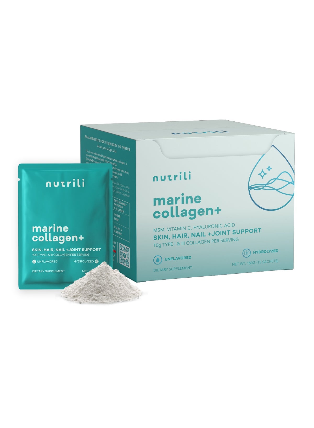 Marine Collagen+ 10g Servings MSM, Hyaluronic Acid and Vitamin C