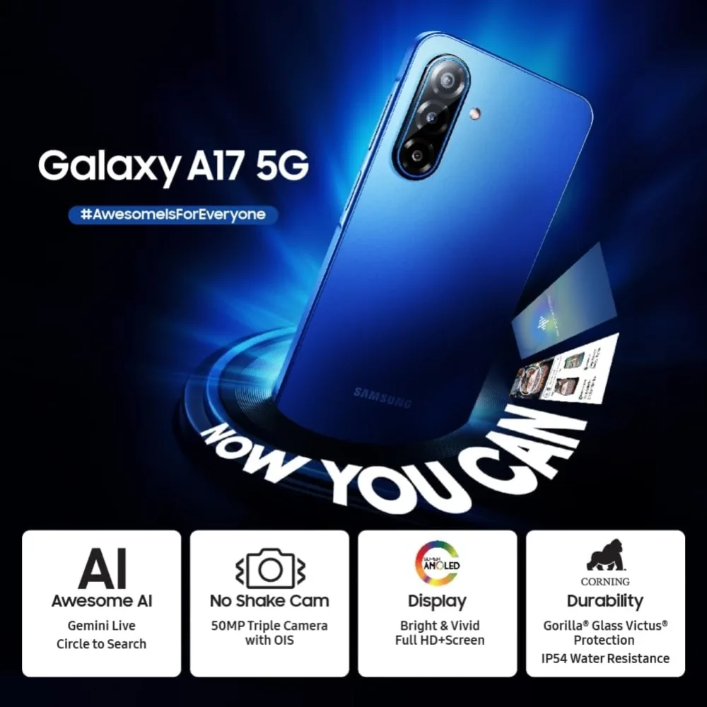 Samsung Galaxy A17 8GB RAM 128GB Storage Gray 5G Dual SIM Indian Version