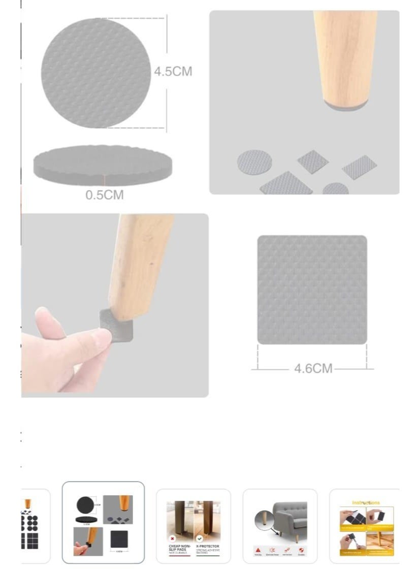 Self-Adhesive Furniture Pads 50 PCS Set – Black Chair Leg Floor Protectors, Non-