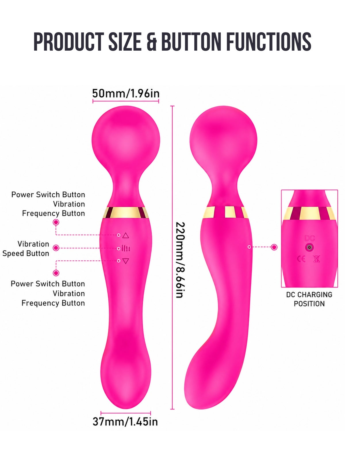 Rechargeable Handheld Body Massager Portable Vibrating Massager for Neck, Back, 