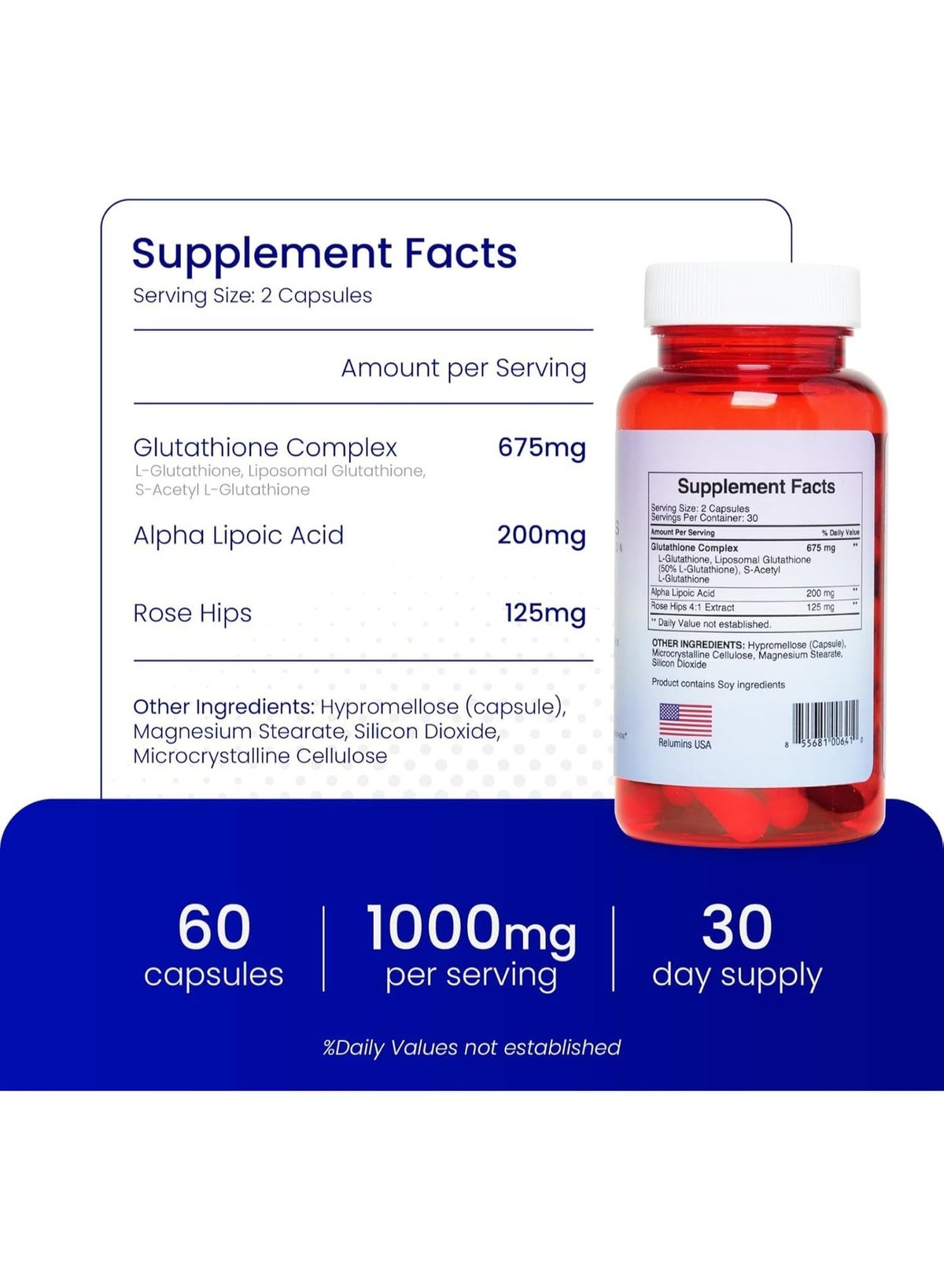 Reduced L-Glutathione Complex, Gluta-1000, 60 Capsules. Packaging May Vary - Image 3