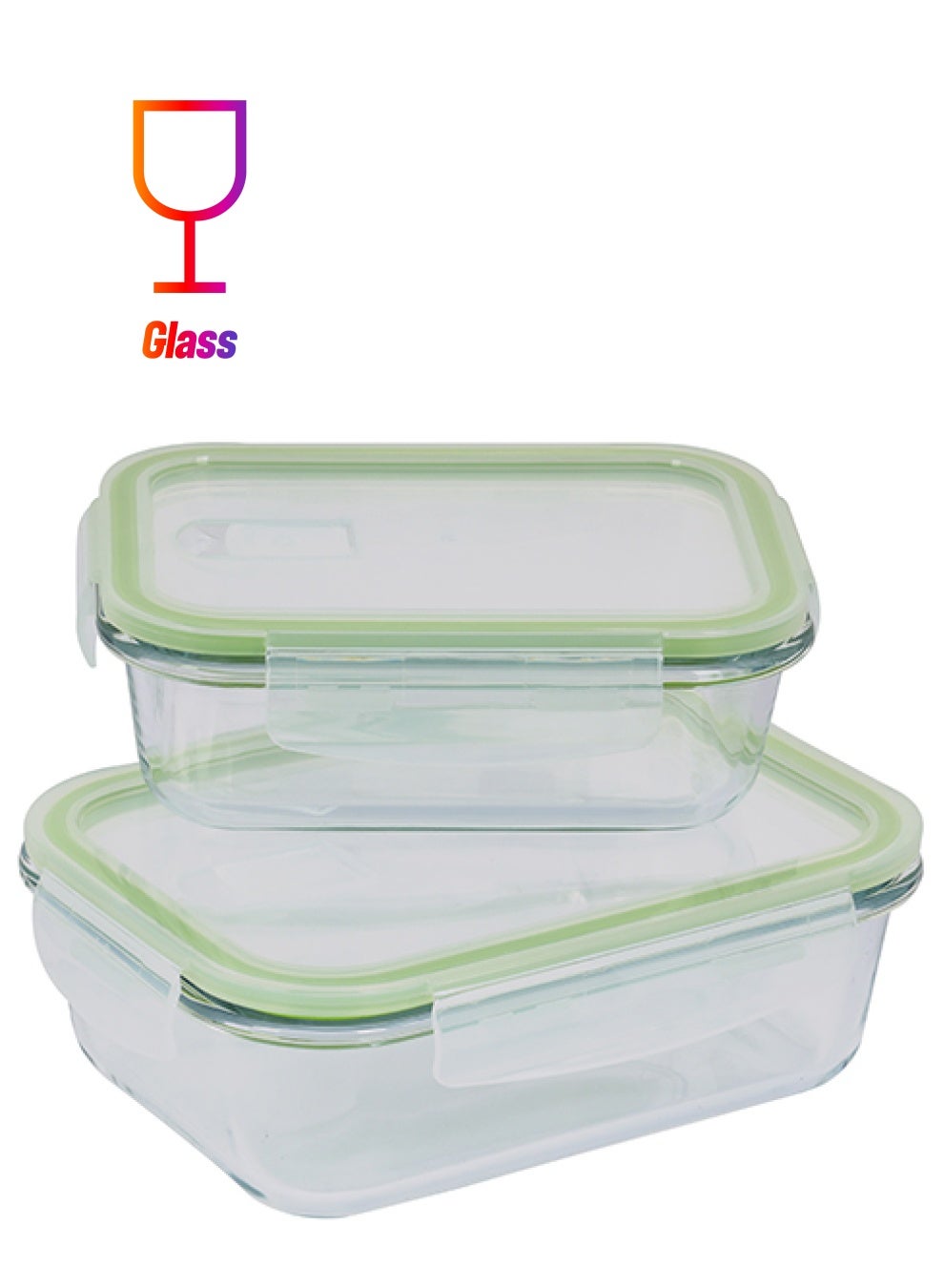 2-Piece Glass Container Set Green/Clear