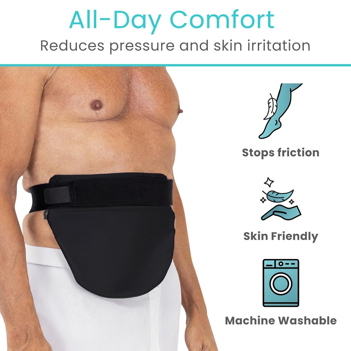Vive Ostomy Belt for Men Women Adjustable Belt for Colostomy Ileostomy Urostomy Ostomy Supplies Waterproof Odorless Abdominal Bag Cover Stoma Guard Black - Image 6