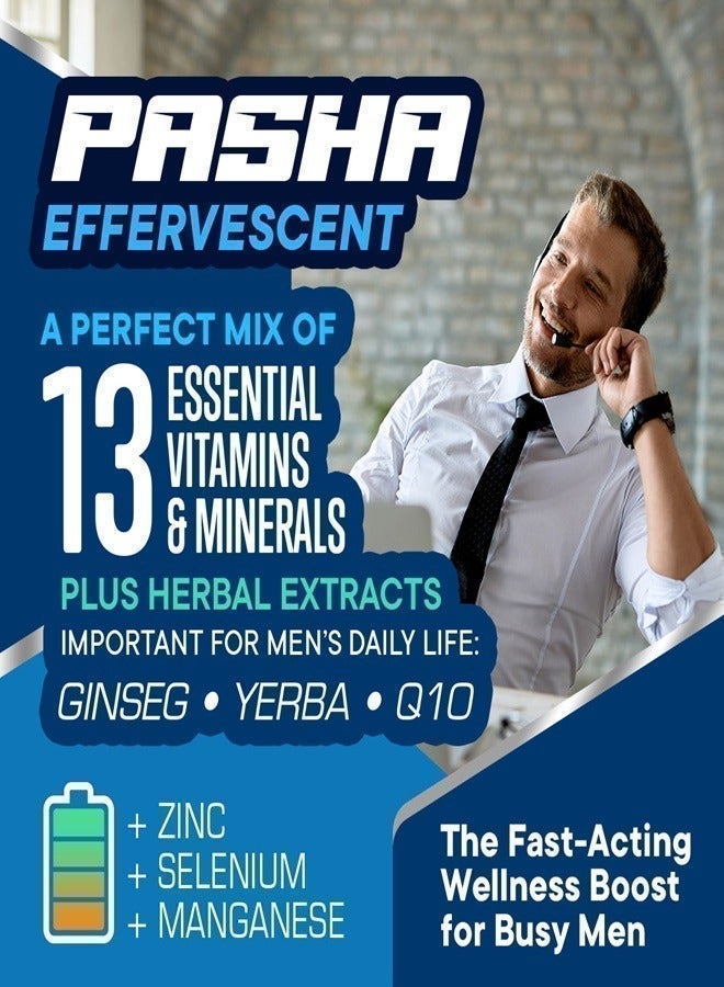 Pasha – Multivitamin Effervescent with Ginseng for Men, 20 Tablets, Orange & Ber