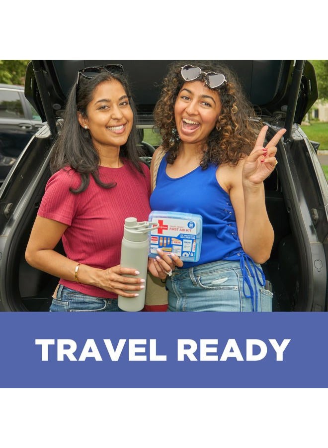 Travel Ready Portable Emergency First Aid Kit for Minor Wound Care with Assorted Adhesive Bandages, Gauze Pads & More, Ideal for Travel, Car & On-The-Go, 80 pc - Image 2