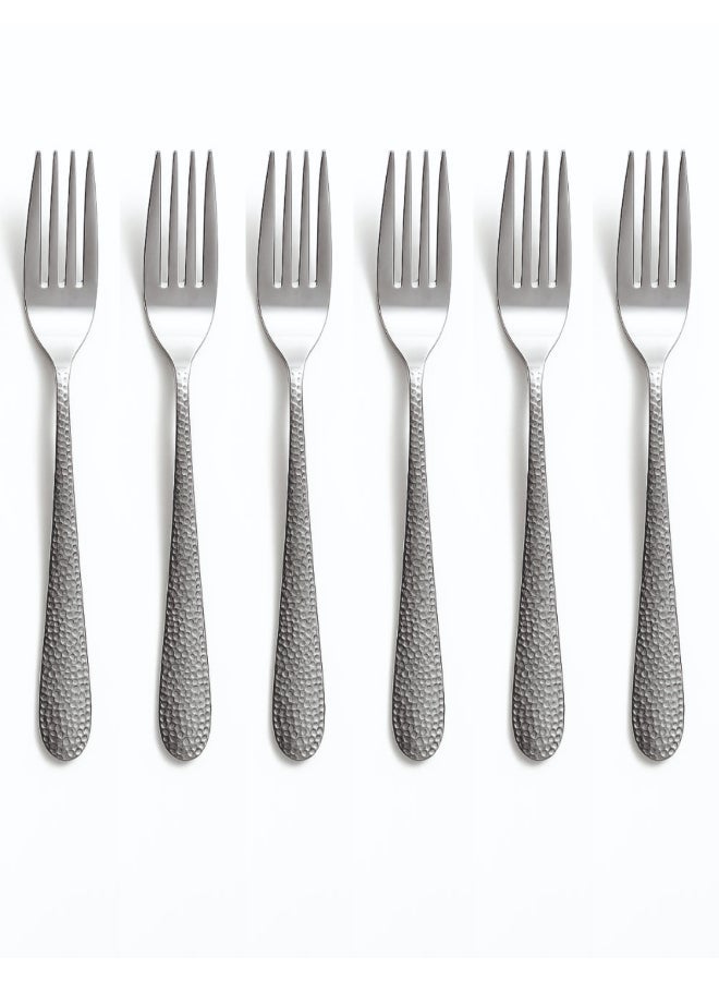24 Piece Hammered Flatware Cutlery Set, Stainless Steel Silverware Set for Home/Office/Party, Knife Fork Spoon Eating Utensils Set Service for 6, Mirror Polish & Dishwasher Safe - Image 5