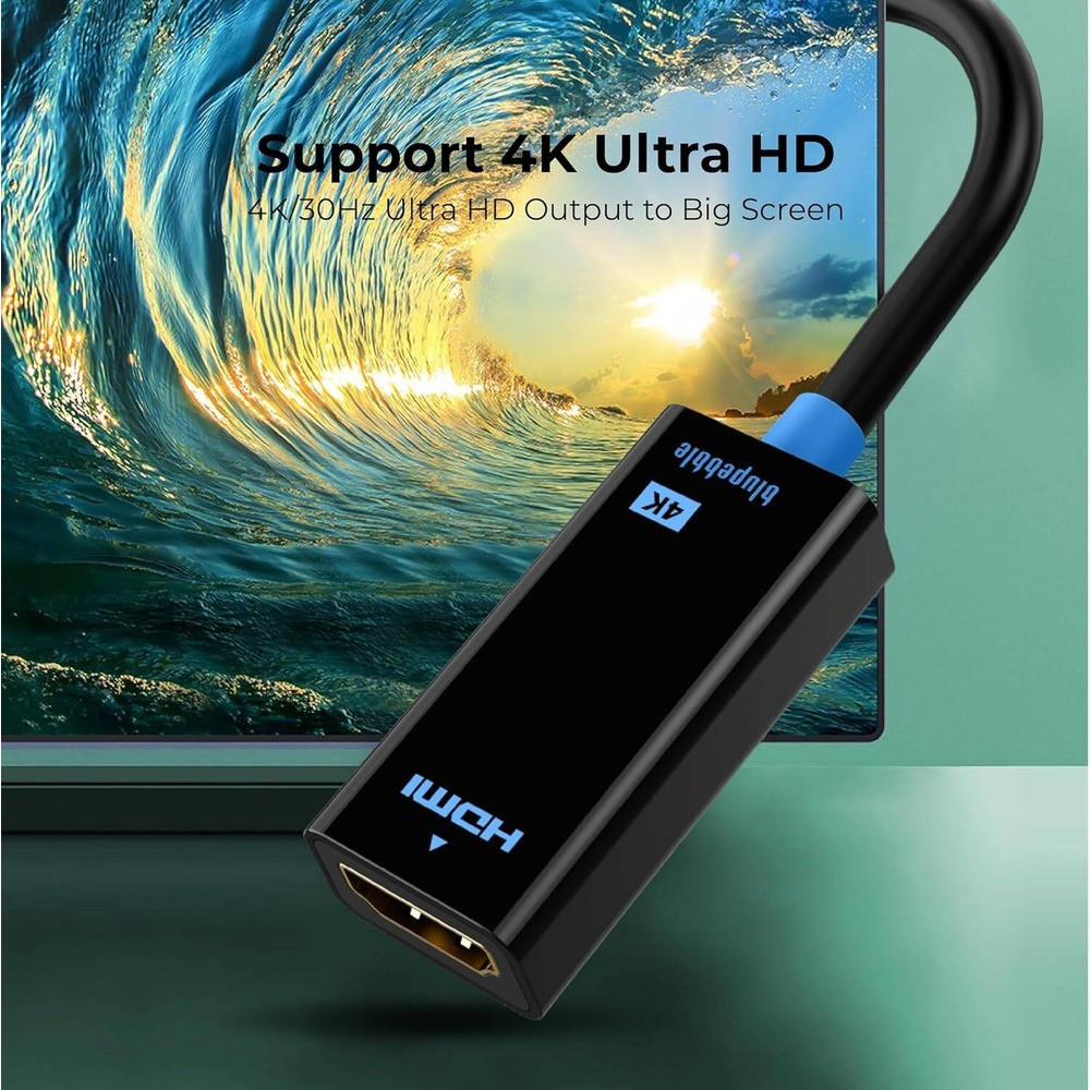 Blupebble DisplayPort to HDMI Adapter - Black - BP-AV586-01G4KB02-BK