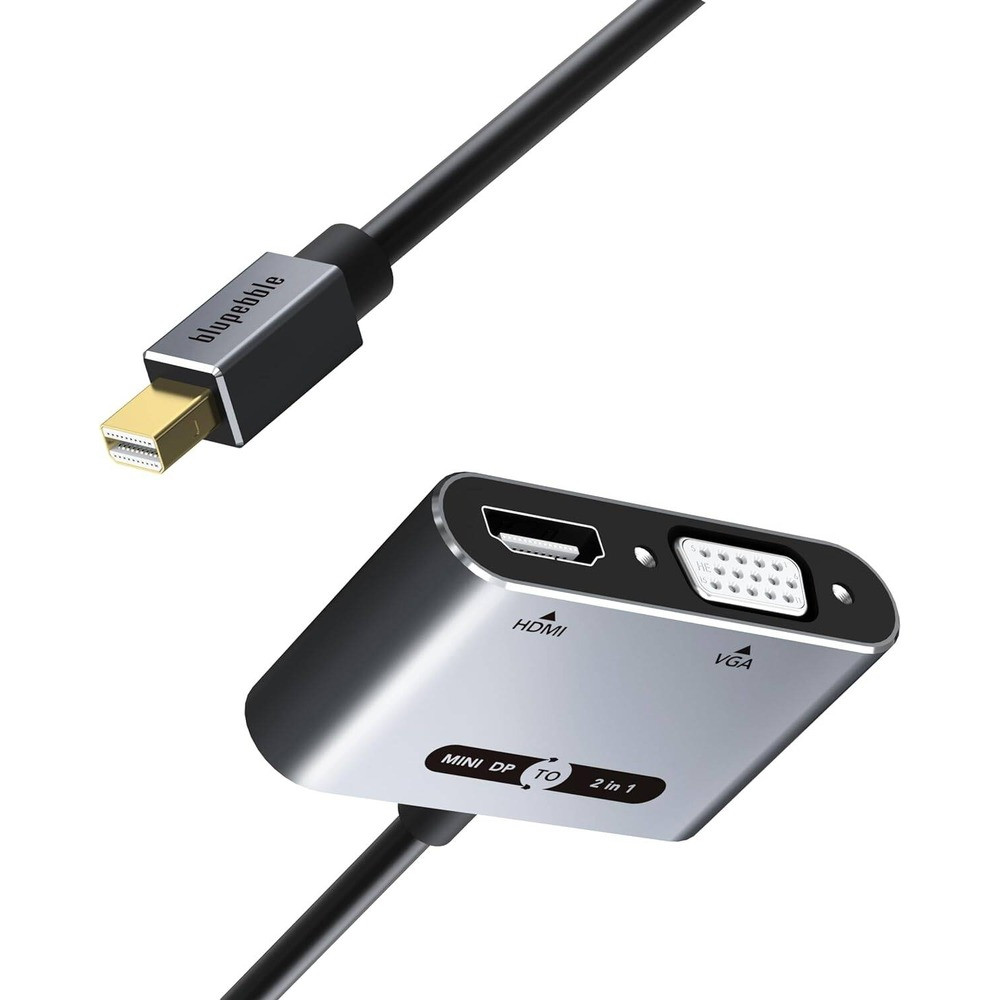 Blupebble Mini DisplayPort to HDMI & VGA 2-in-1 Adapter - Space Gray - BP-AV589-08GW0.2-SG - Image 2