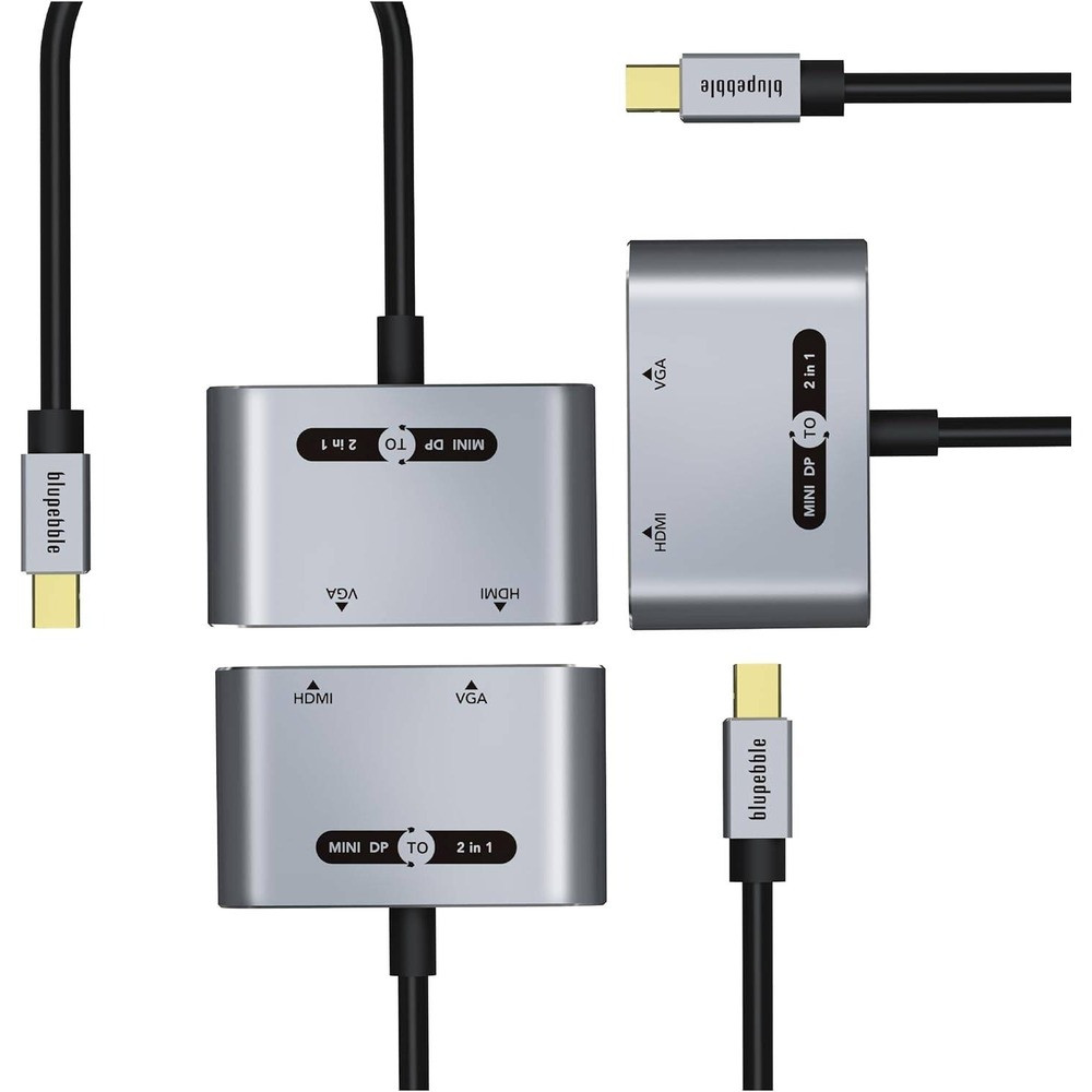 Blupebble Mini DisplayPort to HDMI & VGA 2-in-1 Adapter - Space Gray - BP-AV589-08GW0.2-SG - Image 4