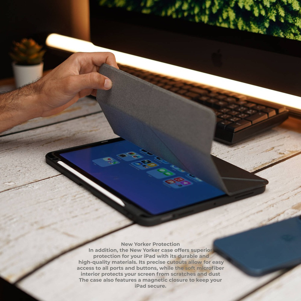 Blupebble New Yorker Slim Case with Y-Fold Stand for iPad Pro 13-inch 2024 - Gre