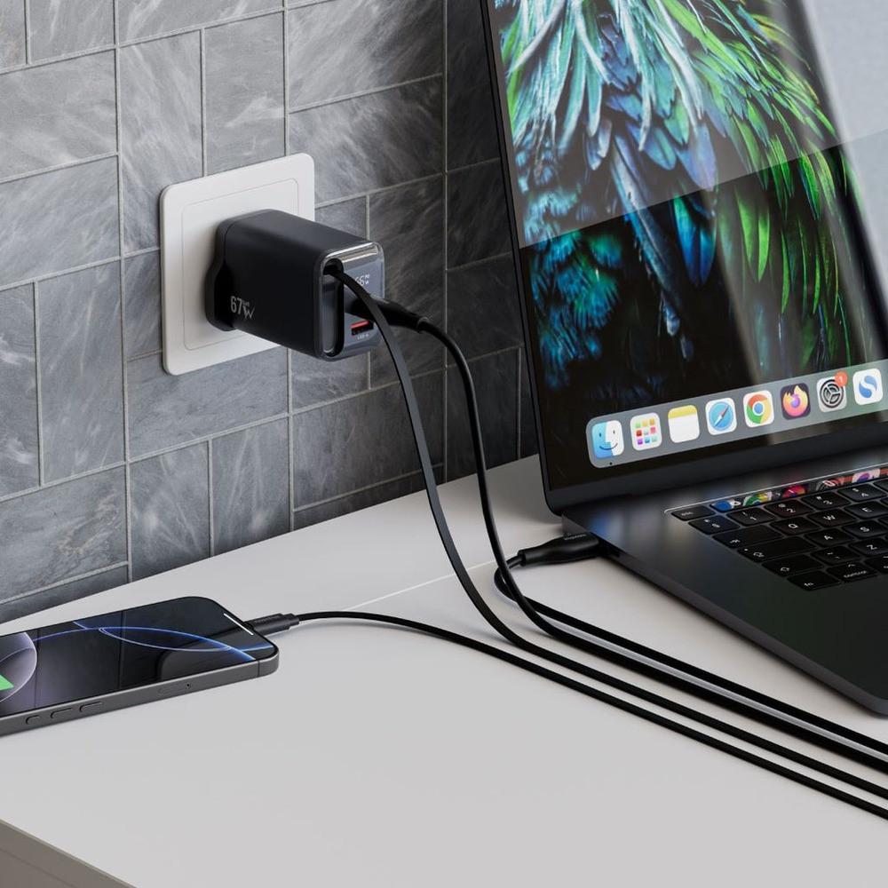 Blupebble PowerCore 67W Dual-Port PD GaN Fast Charger with LED Indicator - Black