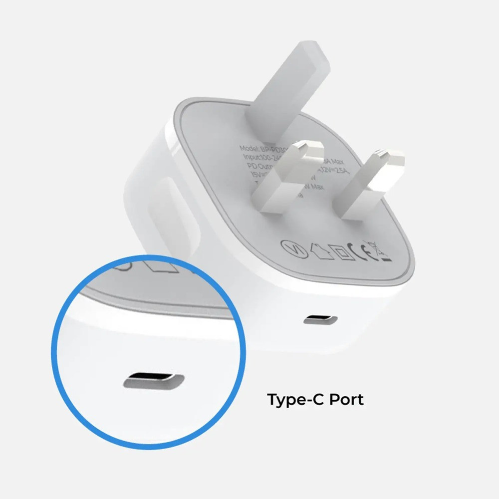 Blupebble PowerCore 30W Single-Port PD GaN Fast Charger - White - BP-PD30GANUK-WH - Image 2