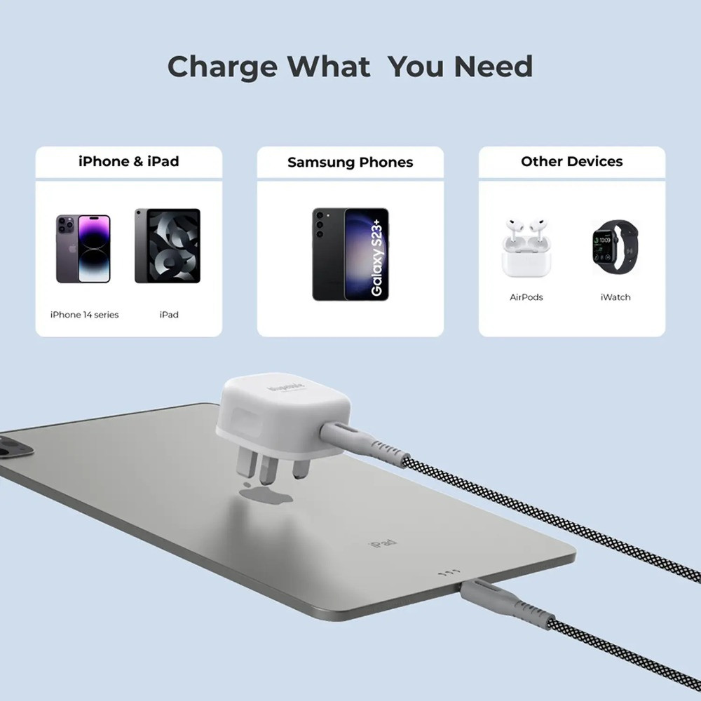 Blupebble PowerCore 30W Single-Port PD GaN Fast Charger - White - BP-PD30GANUK-WH - Image 6