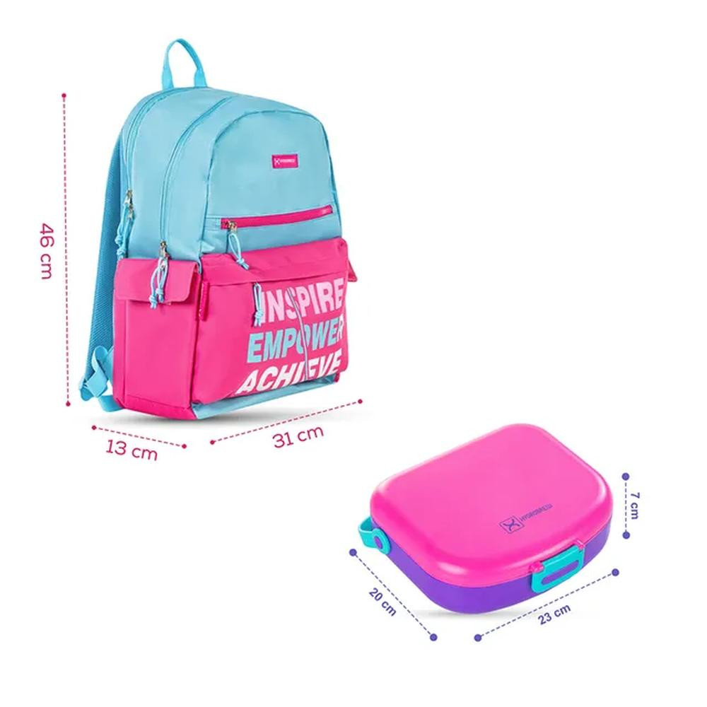 HYDROBREW 18‑Inch Backpack Plus Bento Lunch Box And Pencil Case Pink Combo - CMH