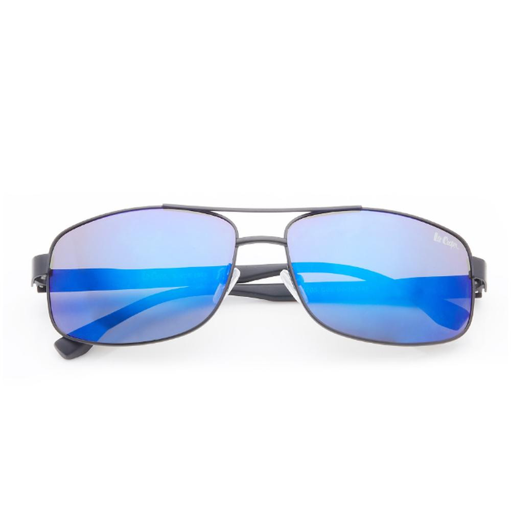 Lee Cooper Polarized Sunglasses Black Frame Blue Mirror Mirror Lens 64mm - LC120