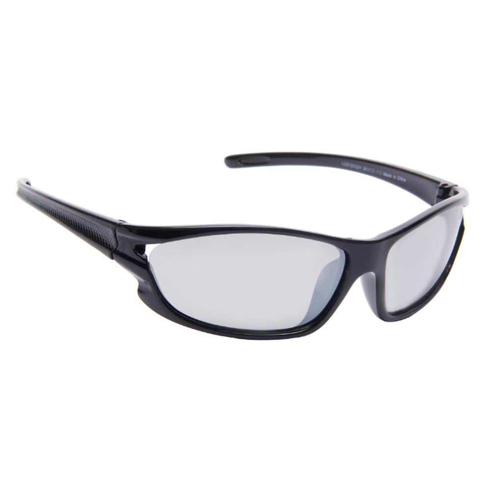 Lee Cooper Polarized Sunglasses Black Frame Silver Mirror Mirror Lens 56mm - LCK
