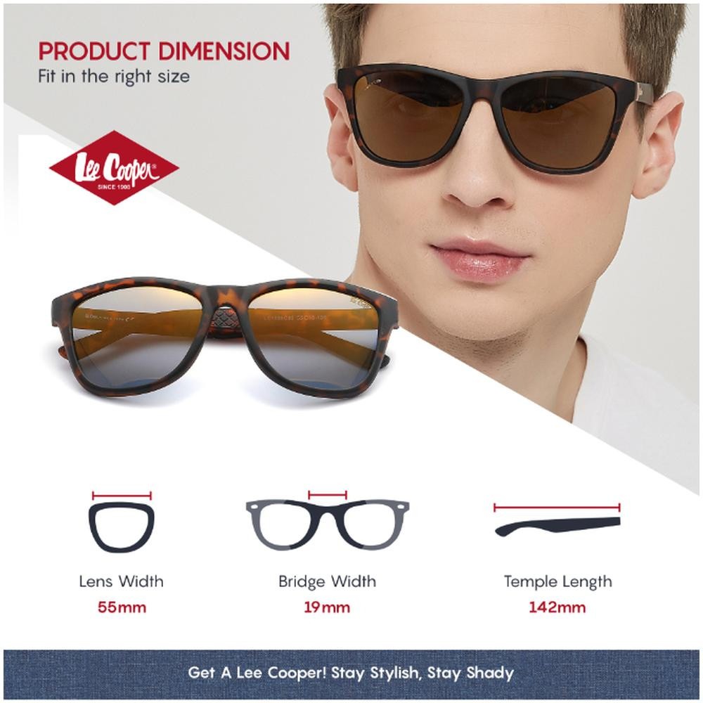 Lee Cooper Polarized Sunglasses Demi Frame Blue Revo Mirror Lens 55mm - LC1039C02 - Image 5