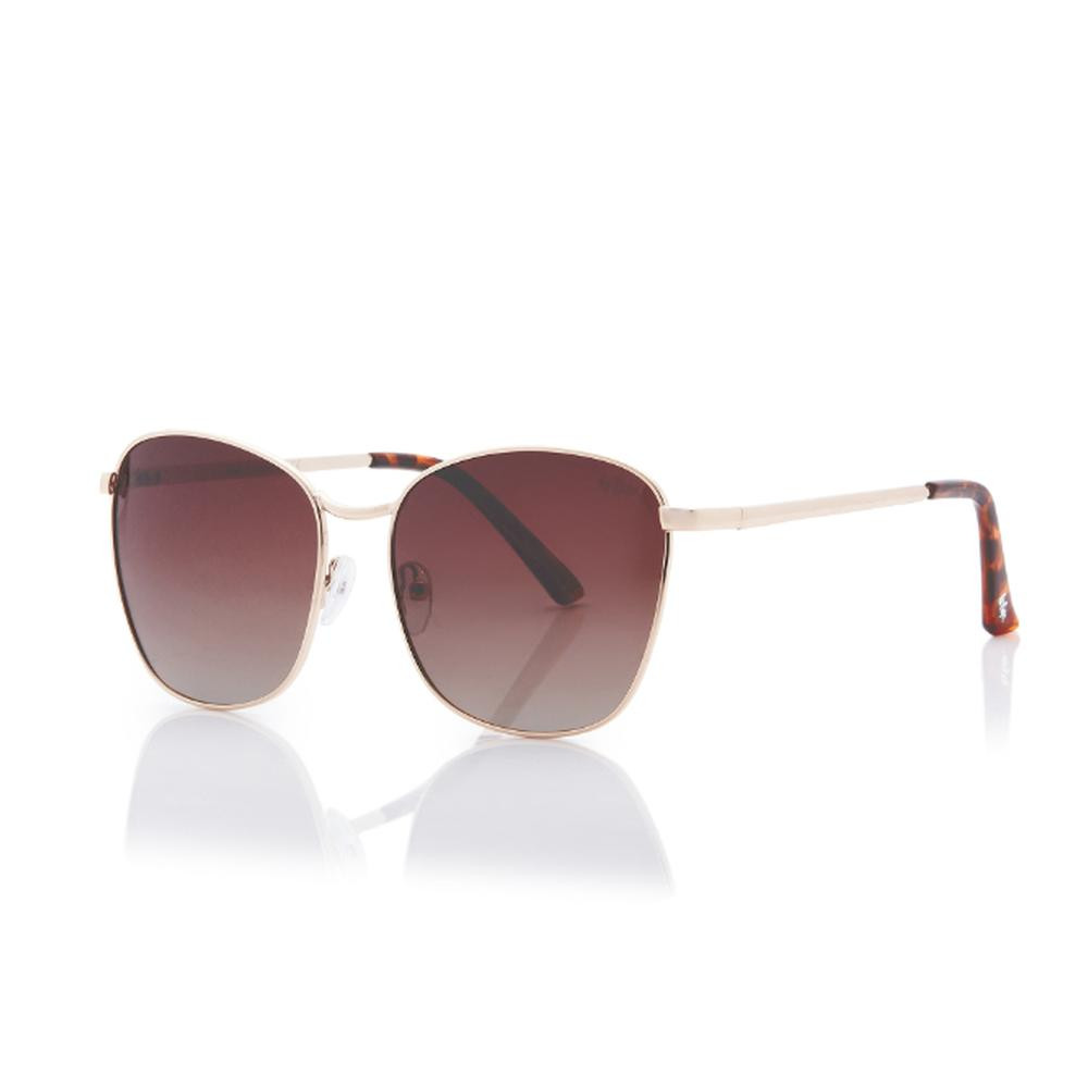 Lee Cooper Polarized Sunglasses Gold Frame Gradient Brown Mirror Lens 55mm - LC1