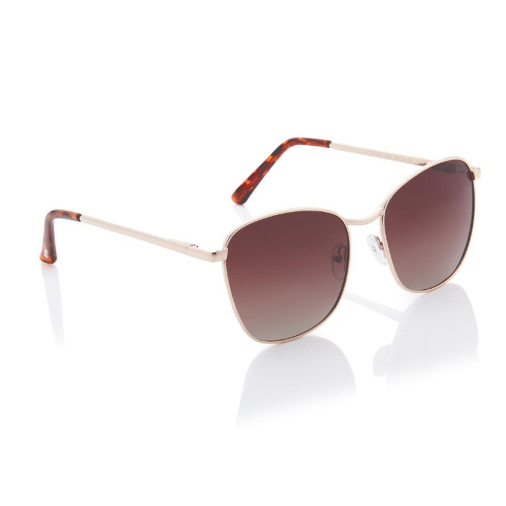 Lee Cooper Polarized Sunglasses Gold Frame Gradient Brown Mirror Lens 55mm - LC1