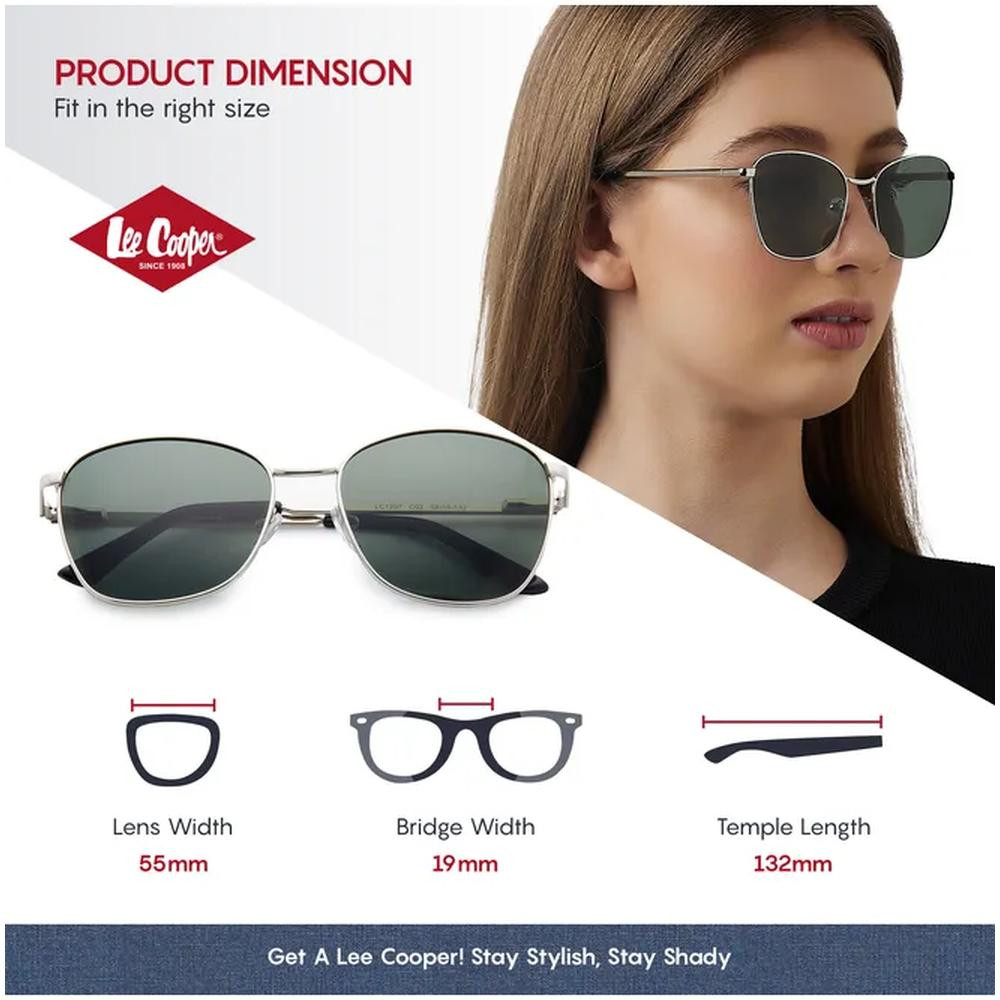 Lee Cooper Polarized Sunglasses Silver Frame G15 Mirror Lens 55mm - LC1207C02