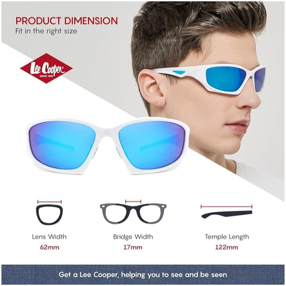 Lee Cooper Polarized Sunglasses WHITE Frame ICE BLUE REVO Mirror Lens 62mm - LC1011C02 - Image 2