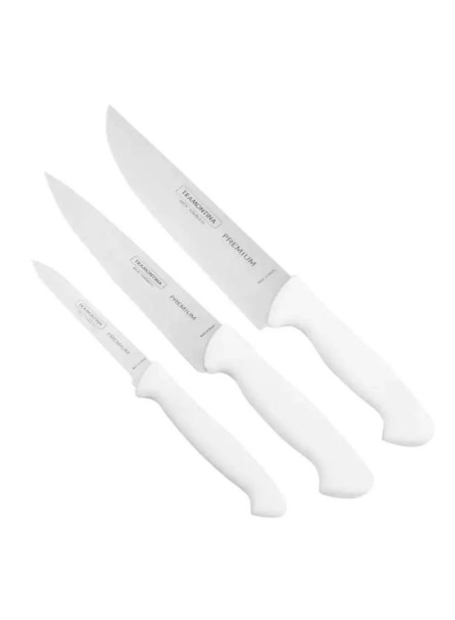 3-Piece Premium Knife Set Silver/White - Image 2