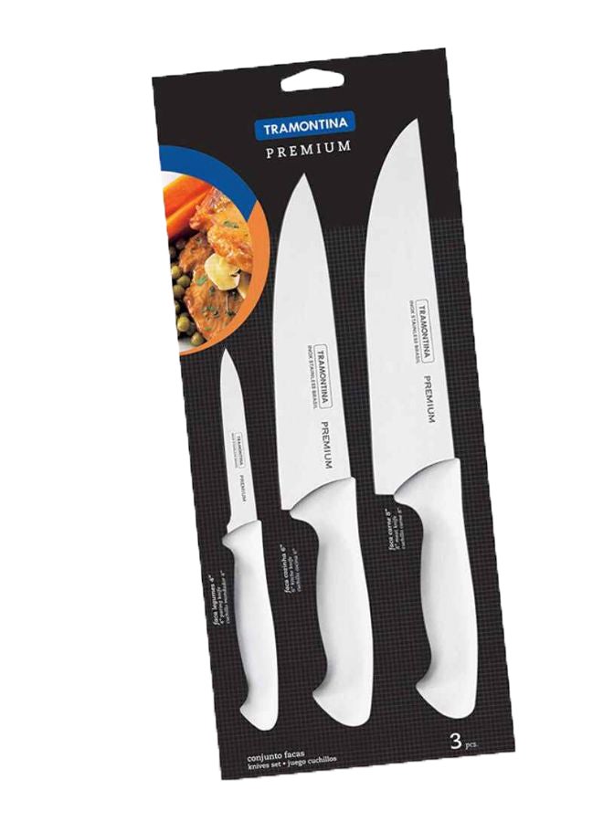 3-Piece Premium Knife Set Silver/White - Image 3