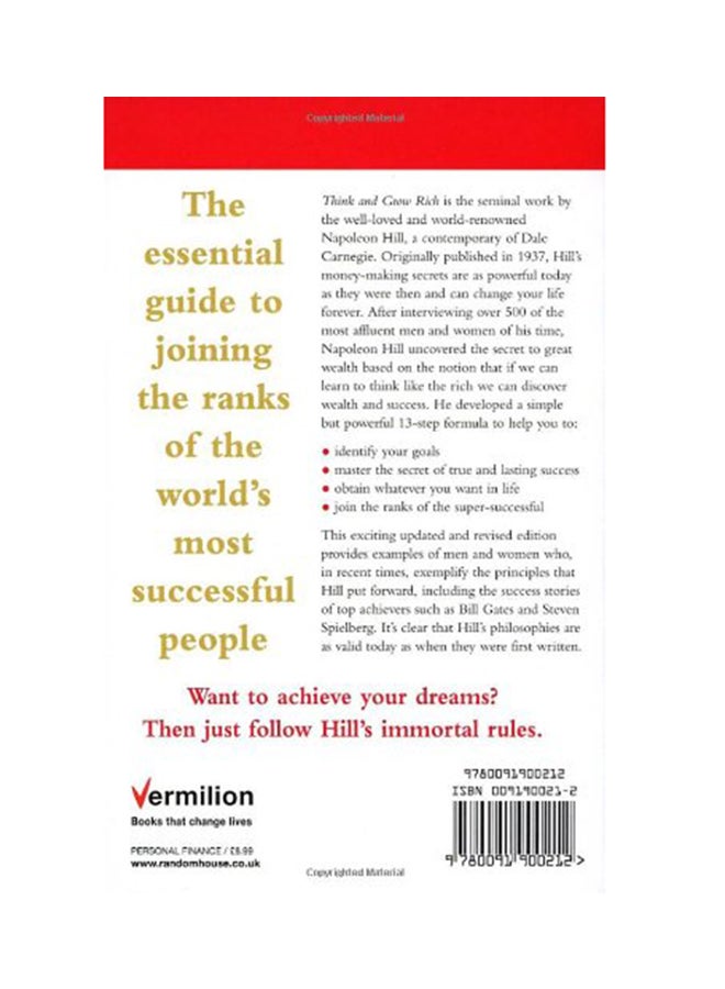 Think And Grow Rich By Napoleon Hill, 2004 Paperback English by Napoleon Hill - 1st October 2004 - Image 2