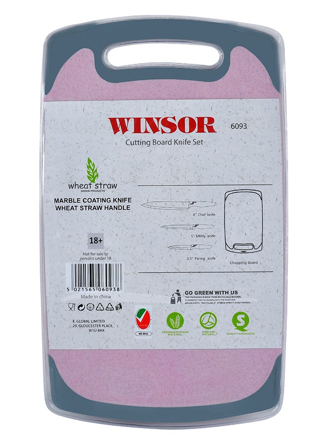 Cutting Board With Knife Set Pink/Grey 5.5inch - Image 3