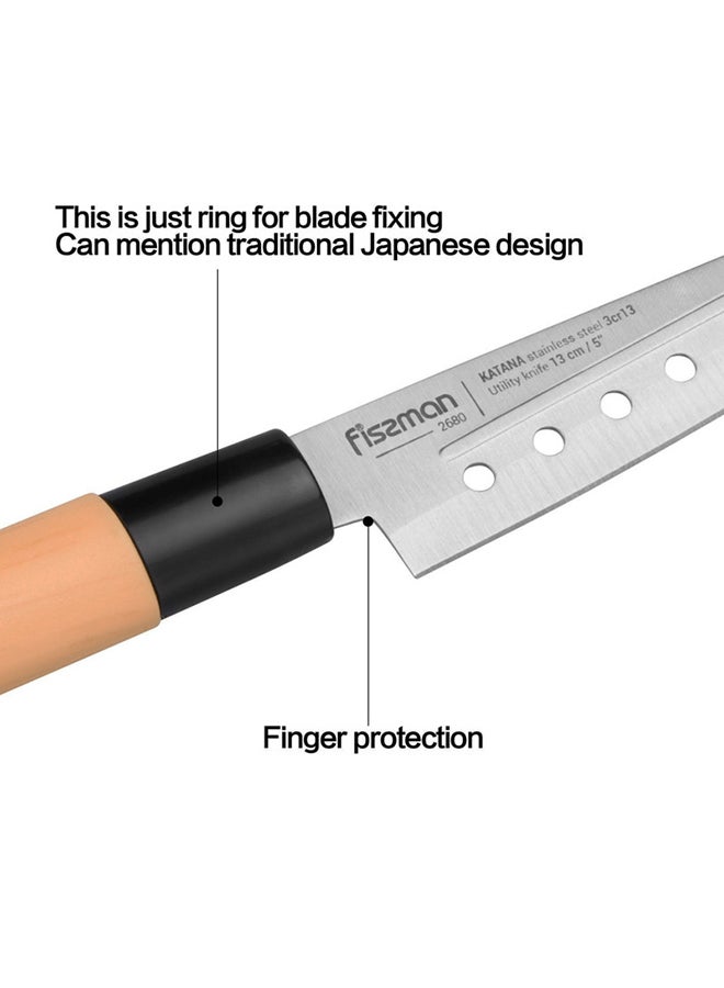 Set Of 3 Non Stick Katana Knifes Brown/Silver 32.5cm - Image 3