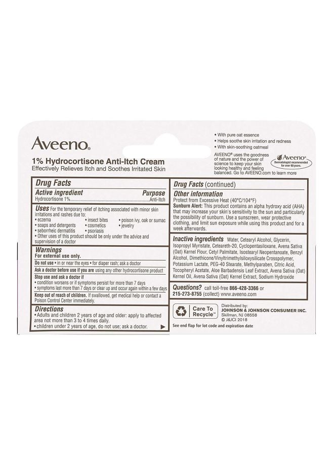 Aveeno 1% Hydrocortisone Anti-Itch Cream 28g. Packaging May Vary - Image 4