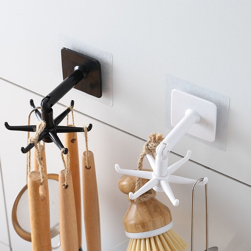 Multifunctional 360°Rotating And Folding Hook Kitchen Shelf black 7*7.5*11cm - Image 5