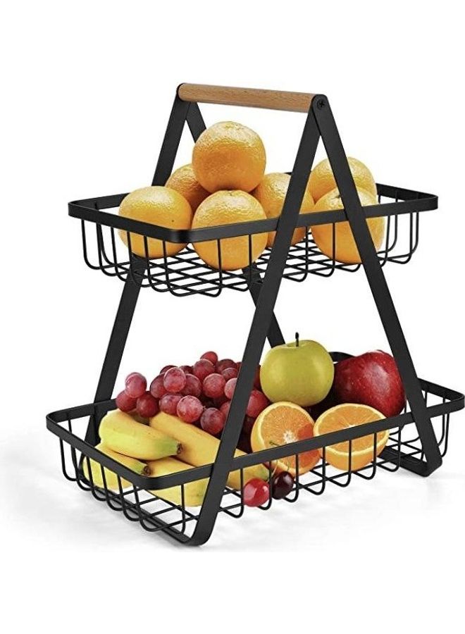 2-Tier Fruit Basket Storage Rack Black 10.6 x 6.7 x 11.4inch - Image 3