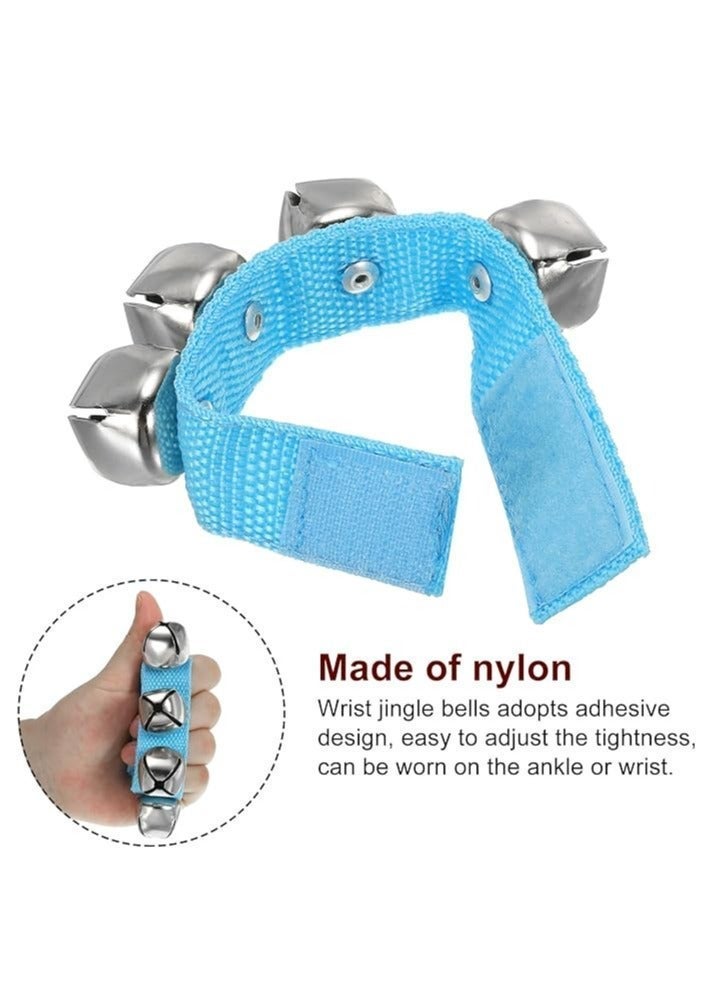 Adjustable Nylon Wrist Jingle Bells for Children - Blue - Image 3