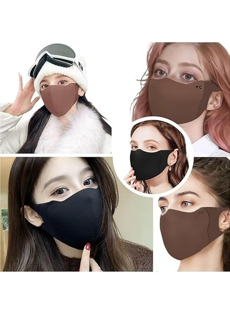5PCS Reusable Cloth Face Mask 3D Fitting Windproof Dustproof Colder Weather Warmth Breathable Washable Fabric Masks For Outdoor Sport Half Face Earloop - Image 2