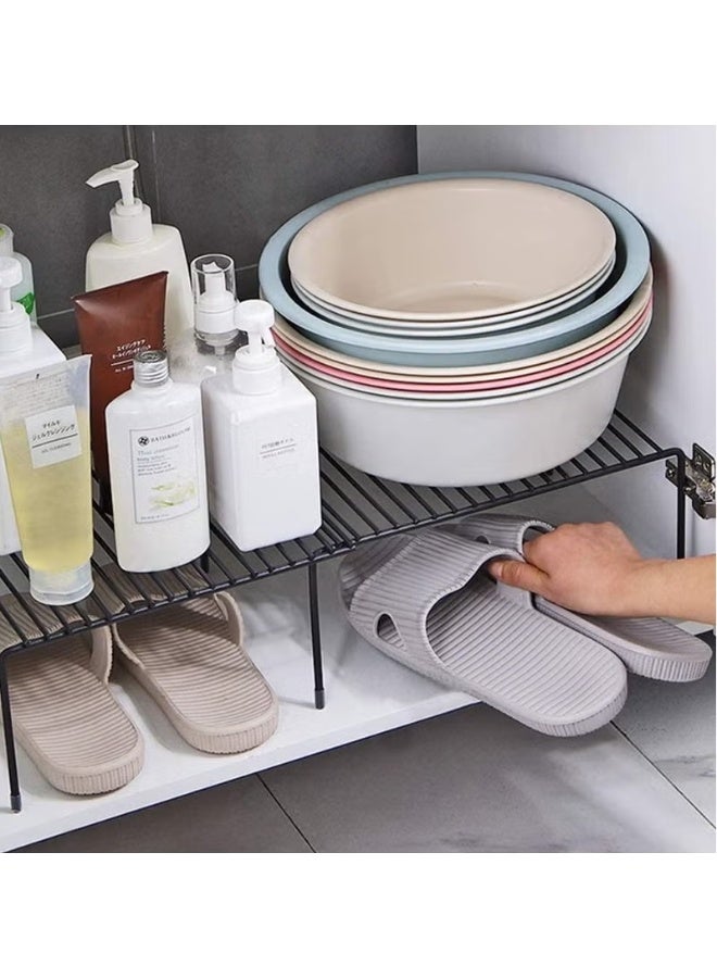 MunKan Extendable Spice rack shelf,Expandable rack Under Sink Shelf Storage Rack, for Kitchen Countertop Organizer Shelf, Cabinet Shelf Organizers Storage Rack Space Riser, Pantry Cupboard Shelf - Image 5