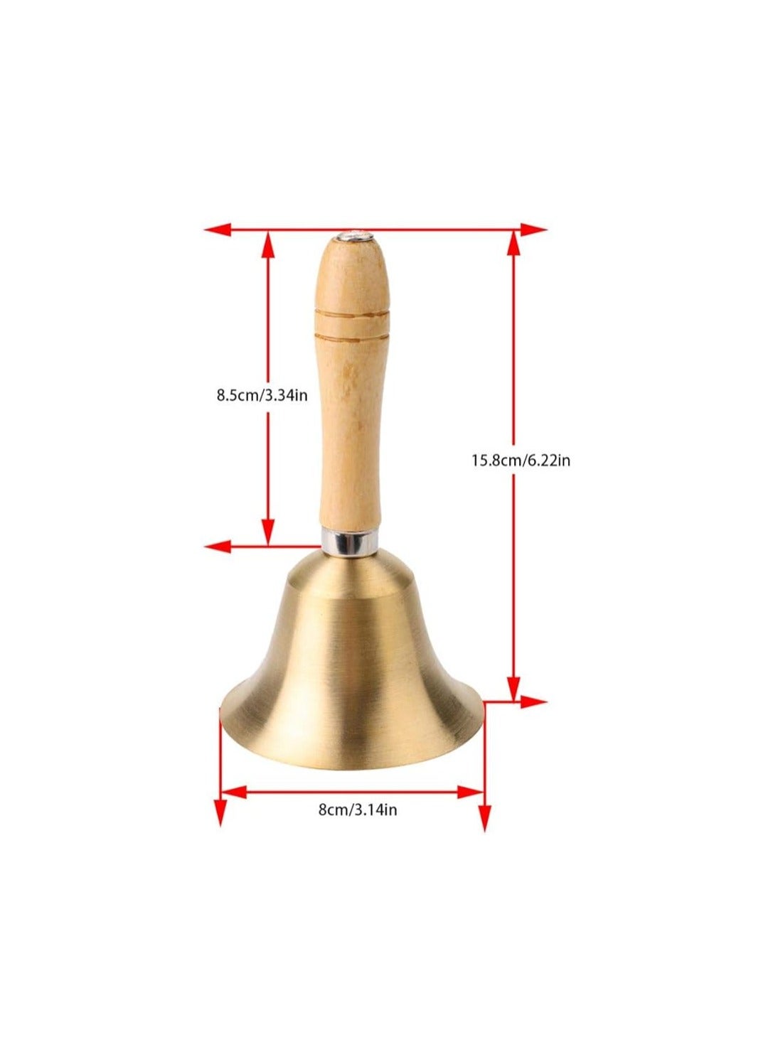 8 cm Loud and Clear Hand Bell with Wooden Handle Classic Design for School Toy Percussion - Image 2