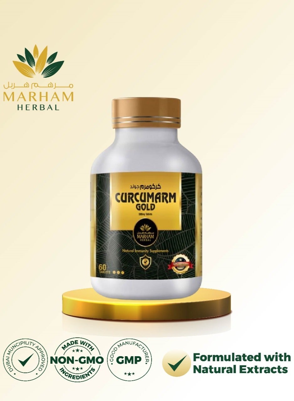 Curcumarm Gold: 500mg Curcumin with 100mg Piperine – Strong Immunity Booster Tab