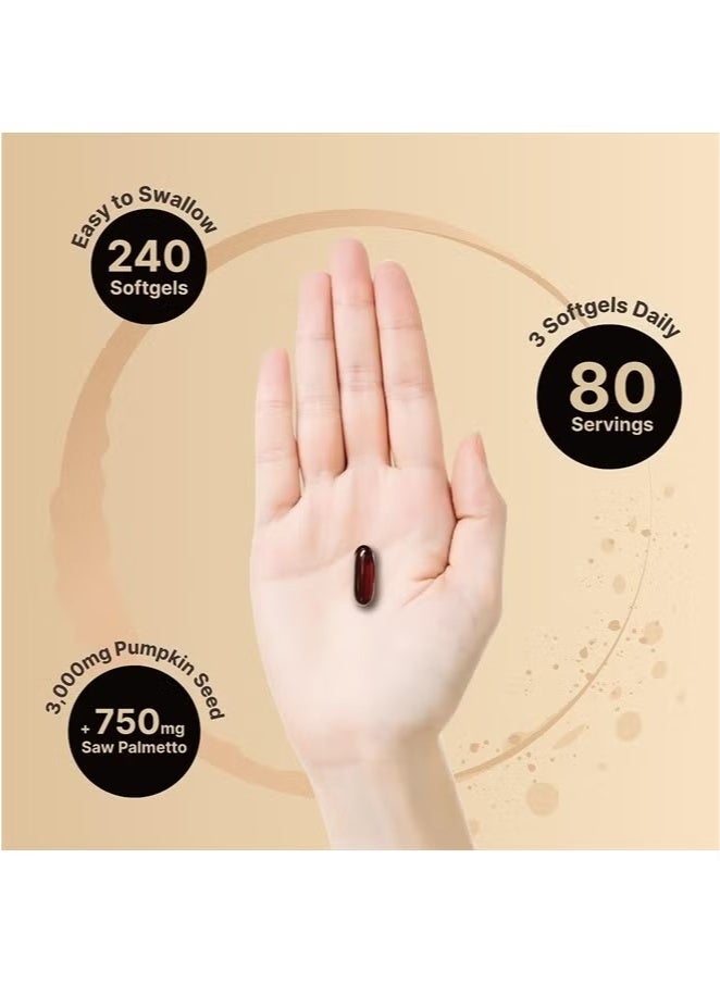 Pumpkin Seed Oil 3,000mg Per Serving with Saw Palmetto, 240 Softgels - Image 4