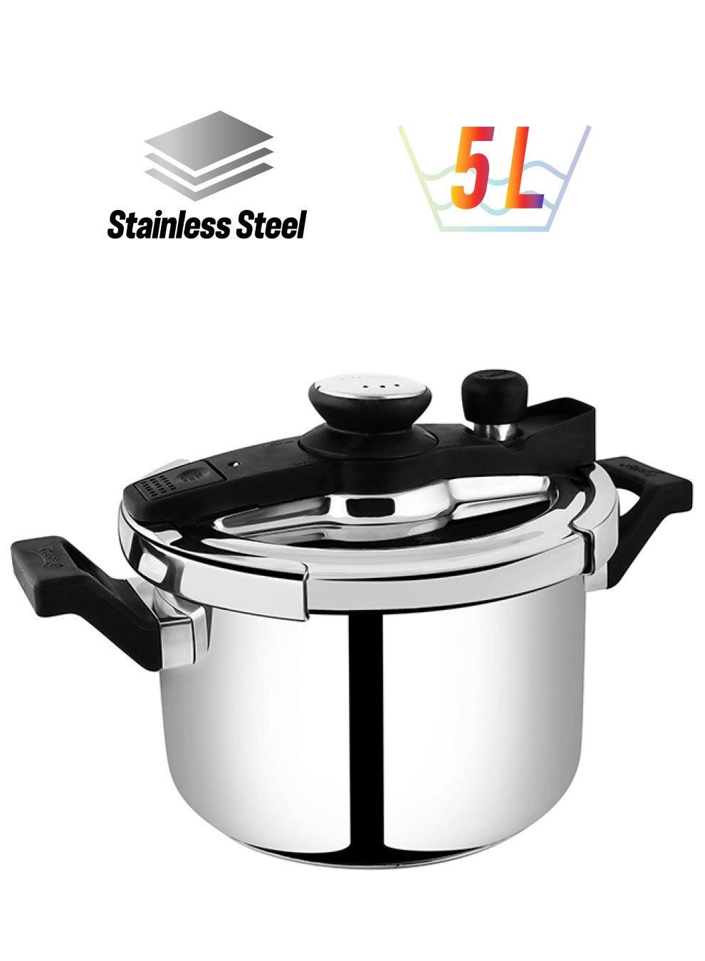 CLIP-ON Svachh Stainless Steel Pressure Cooker with Extra Glass Lid 5Liters
