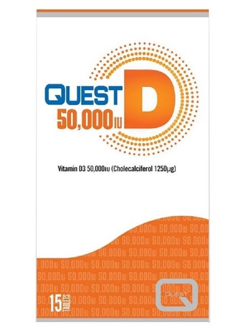 D 50,000 IU Vitamin D3 50,000IU (Cholecalciferol 1250ug), 15 Tablets