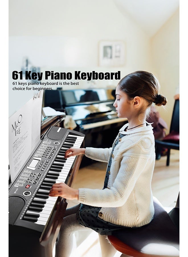 61 Key Keyboard Piano, Portable Electronic Keyboard Piano for Beginners with Speakers, Microphone, Sheet Music Stand, Digital Music Keyboard for Beginners Teen, Audio cable, sheet music, manual, keyboard stickers, power supply, music stand, microphone - Image 6