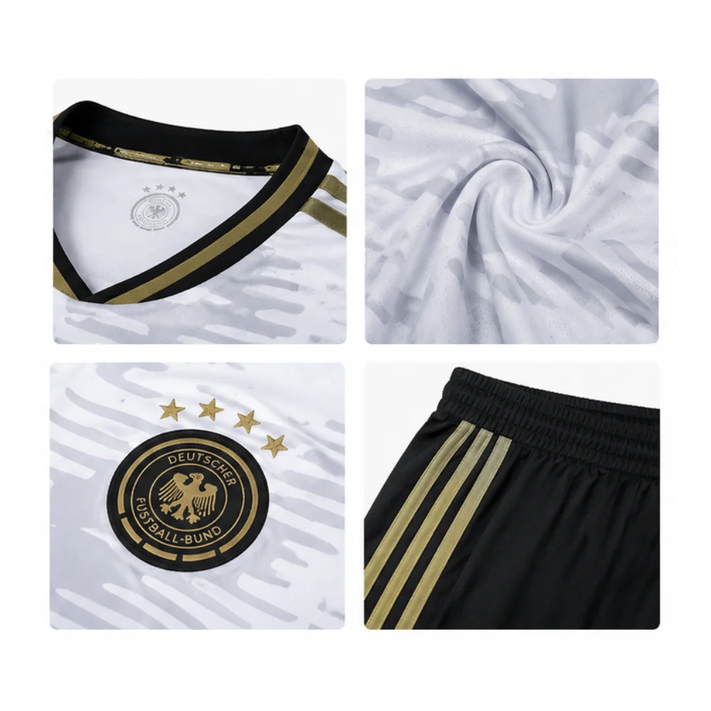 OurShopee Germany Home Jersey and Shorts Kit for Men - White Jersey with Black Shorts, Size S - Image 3