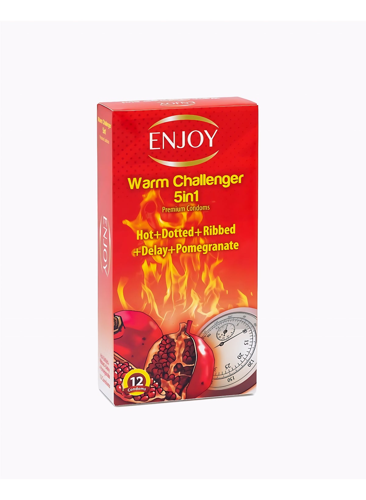 ENJOY Warm Challenger Condoms 5 in 1 | Premium Latex Condoms | Hot + Dotted + Ri